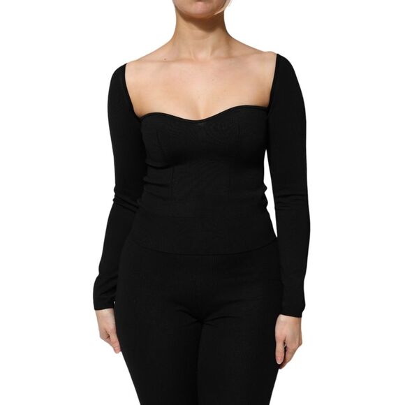 Dolce & Gabbana Black Viscose Long Sleeve Pullover Blouse Women's Top